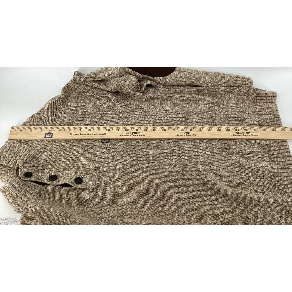 Chaps 1/4-Button Sweater Men's L Light Brown Elbow Patches Embroidered Logo